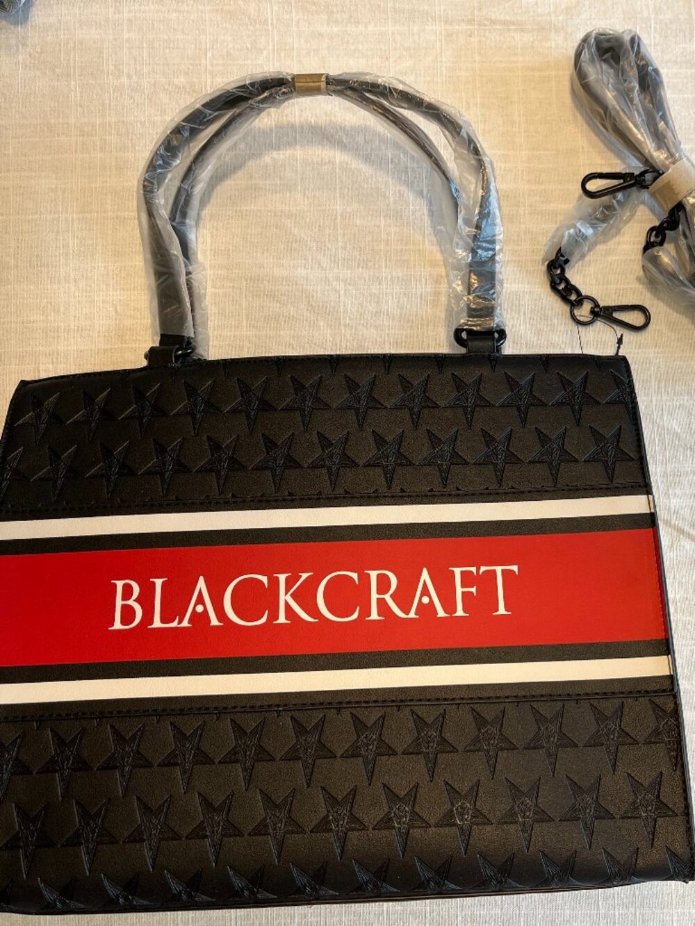 NWT Blackcraft Cult Large Crossbody Red Stripe Star Embossed Bag